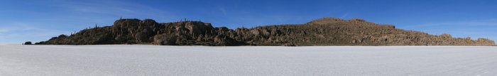 Panorama de l'ile Icahuasi dans le salar d'Uyuni